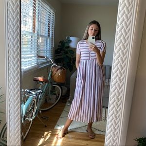 roolee pink + white striped dress